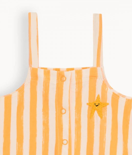 Cayman - Orange Stripe Dungaree Shorts