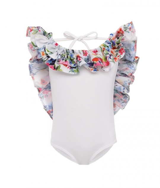 Crossed-Back Stripped Swimsuit - Floral