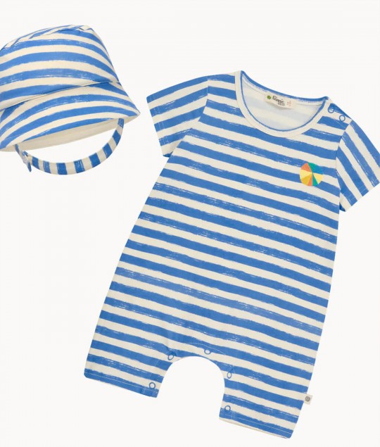 Blue Stripe Shortie & Sunhat Set
