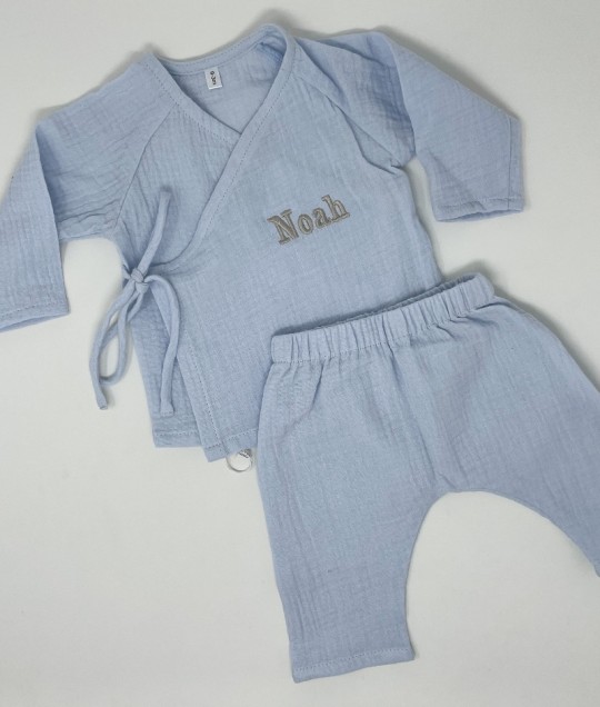 Organic Cotton Kimono Set - Baby Blue