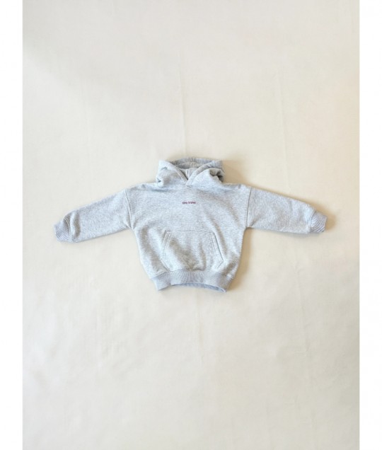 Sporty Puff Print Cotton Hoodie Tracksuit Set - Grey Marle