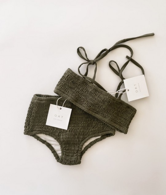 Smocked Bikini Top - Olive