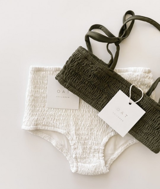 Smocked Bikini Top - Olive