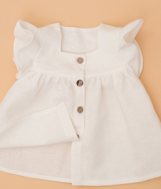 Muslin Blue Bloomer & White Linen Top