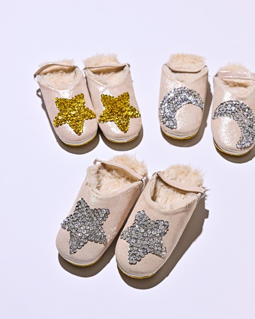 Fur Nude Glitter Silver Moon
