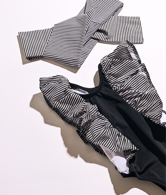 Stripped black&white Swimsuit