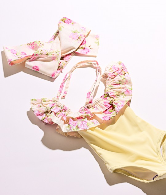 Off-Shoulder Swimsuit - Cream