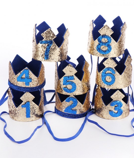 Birthday Crown - Blue/Gold