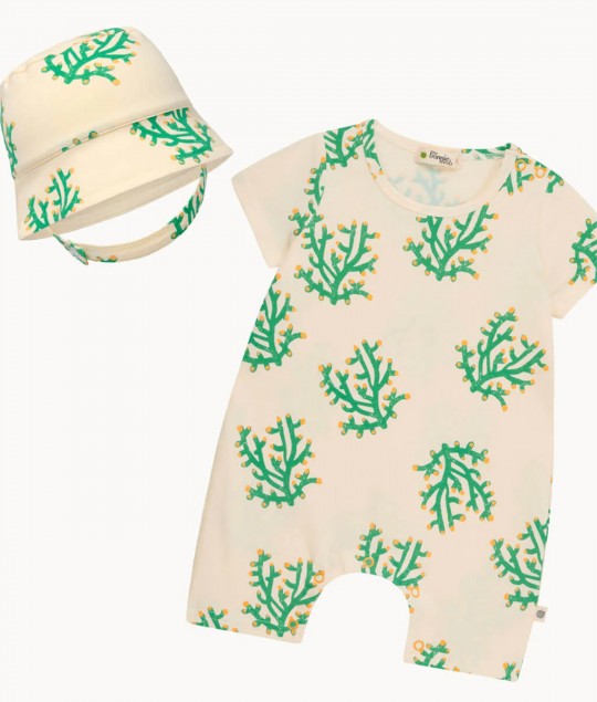 Coral Shortie & Sunhat Set