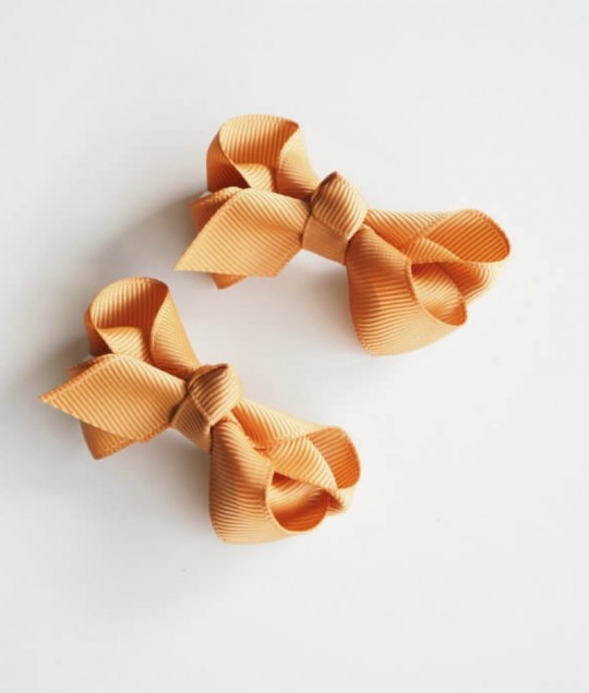 Mustard Clip Bow - Small Piggy Tail Pair 2