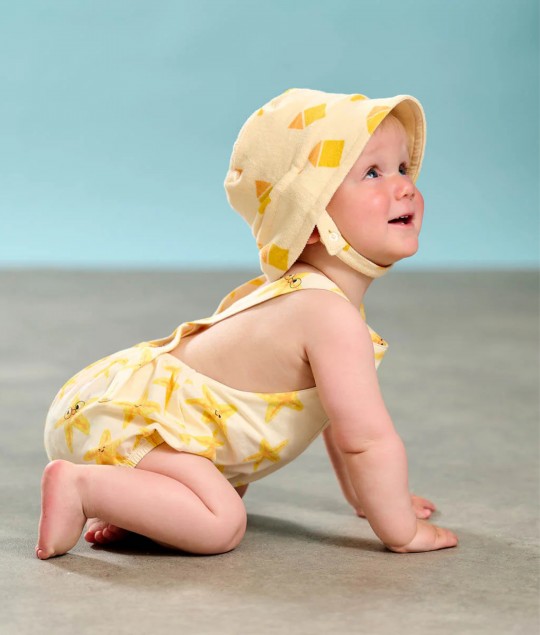 Yellow Beach Hut Towelling Sun Hat