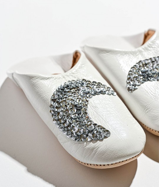 White Silver Moon Slipper