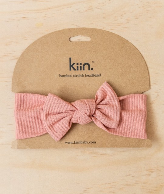 bamboo stretch bow headband - blush