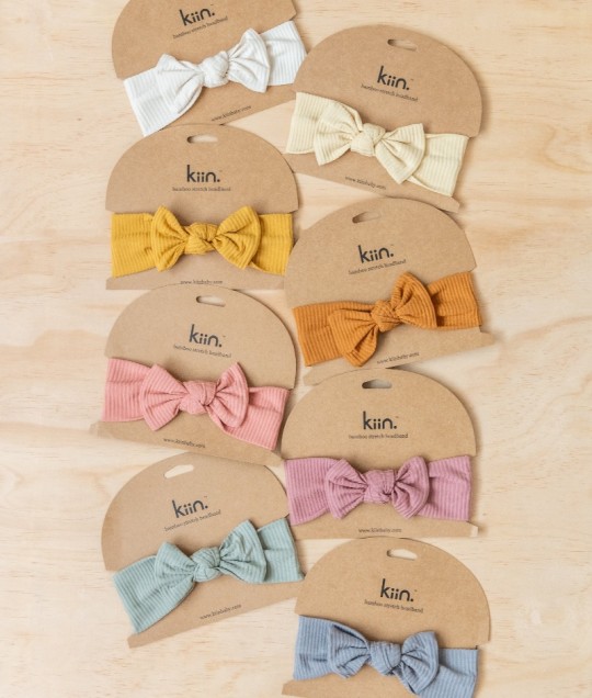 bamboo stretch bow headband - blush