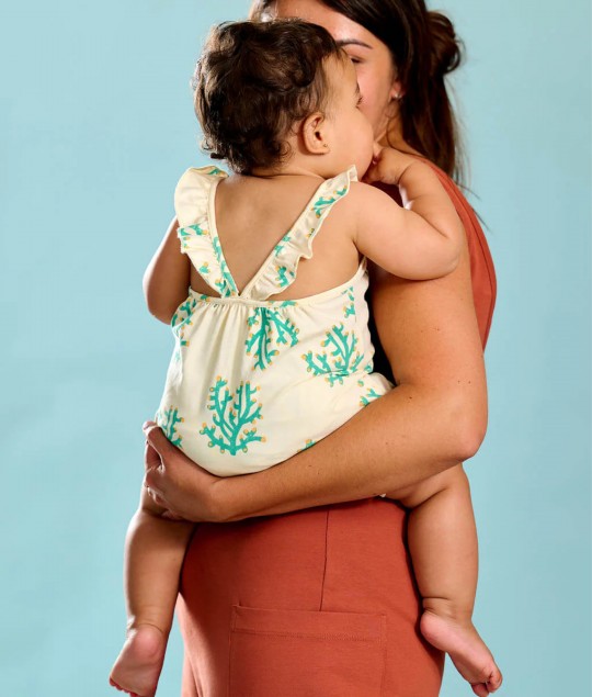 Clarion - Coral Frill Bubble Romper