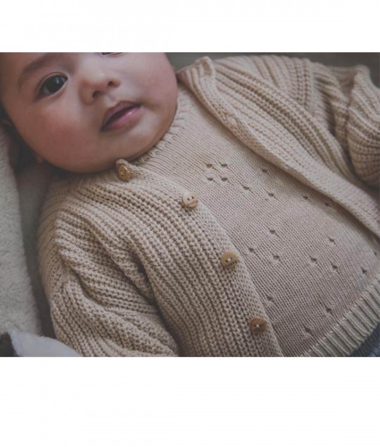 Baby sweater ajour Dinan - Sand