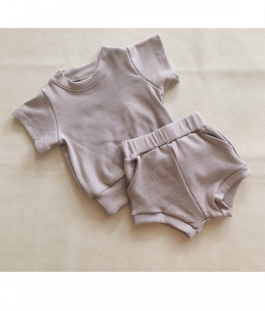 River Mini Ribbed Set - Soft Grey