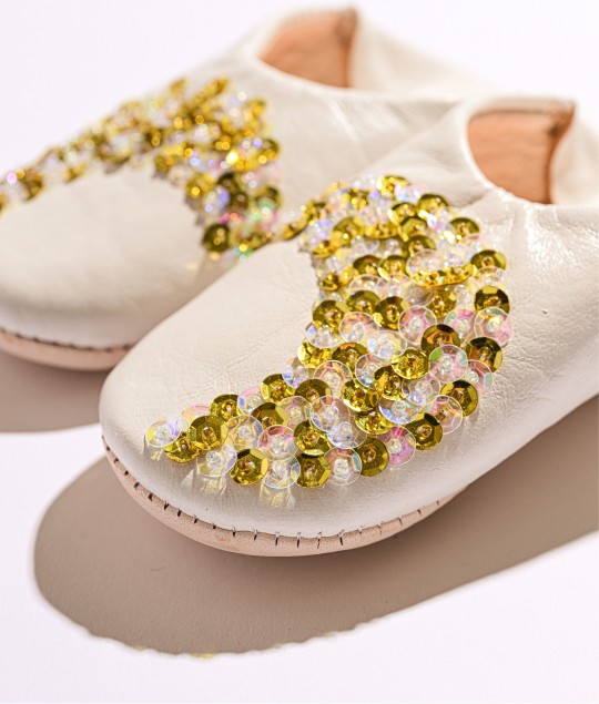 White Gold Multi Moon Slippers