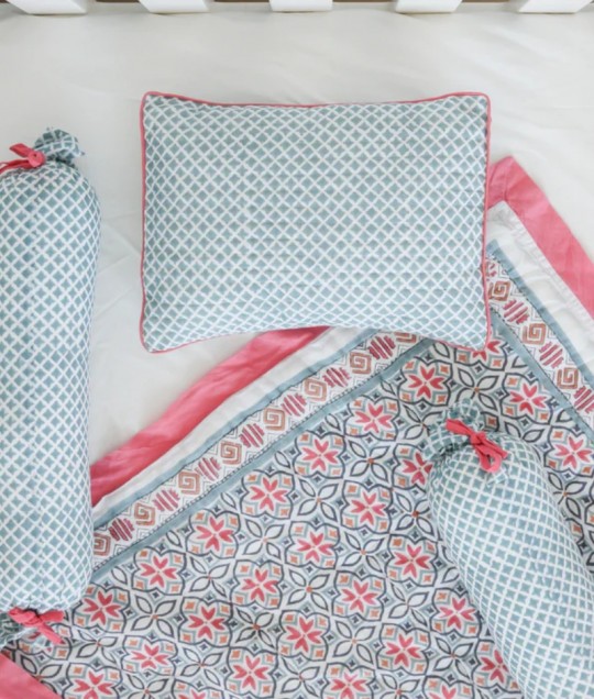 SEMINYAK PINK CRIB BEDDING SET (4-Piece)