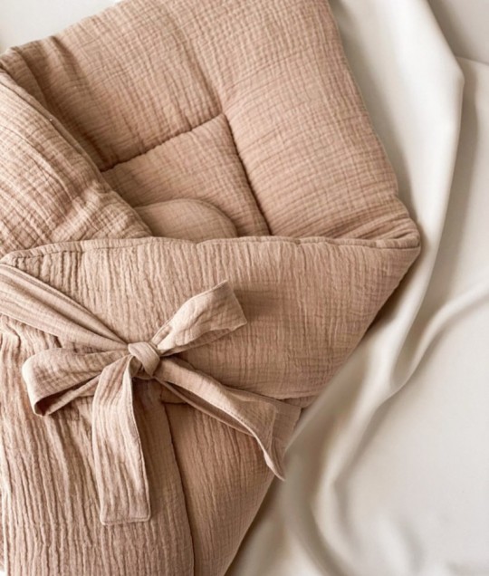 Muslin Baby Wrap with bow - Cafe Latte