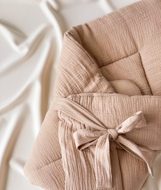 Muslin Baby Wrap with bow - Cafe Latte