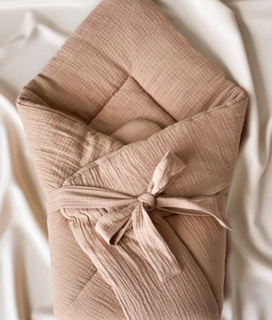 Muslin Baby Wrap with bow - Cafe Latte