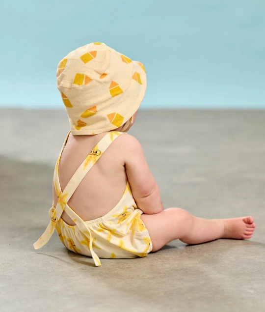 Yellow Beach Hut Towelling Sun Hat
