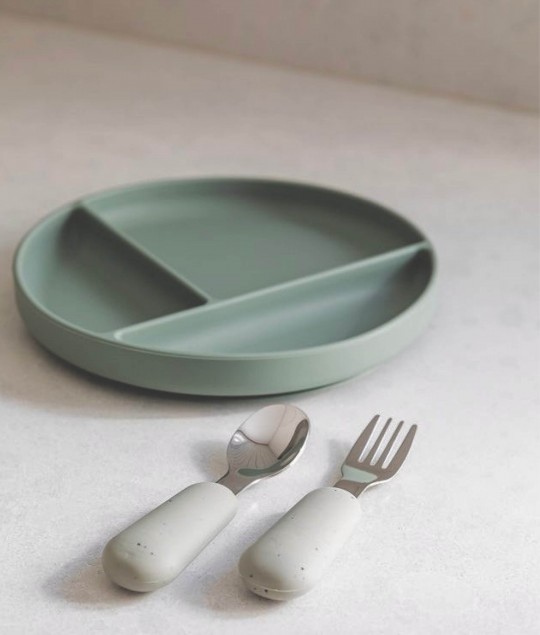 Suction Divided Plate - Blue Clay
