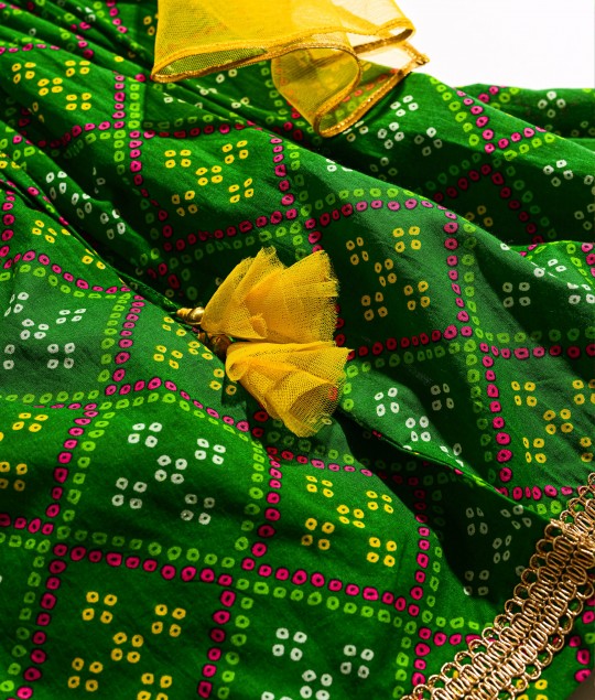 Girls Lehenga Set printed - Green