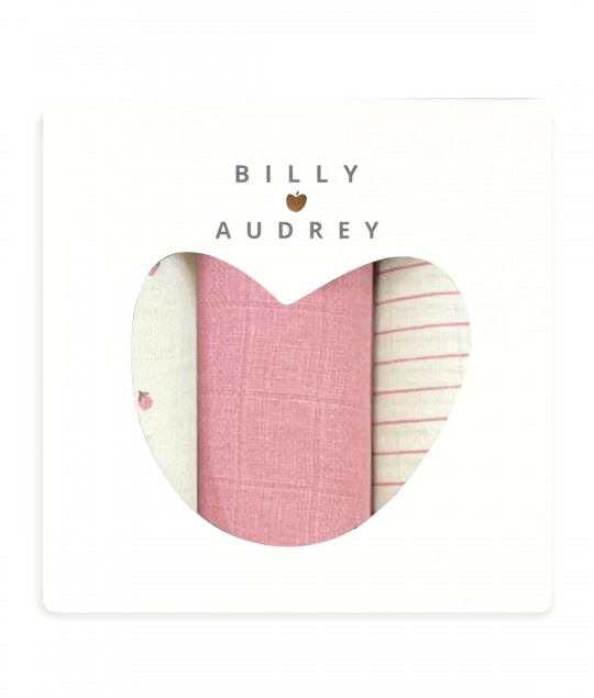 MUSLIN SWADDLES | PACK OF 3 : BLUSH-RIBBONS-ROSEGARTEN