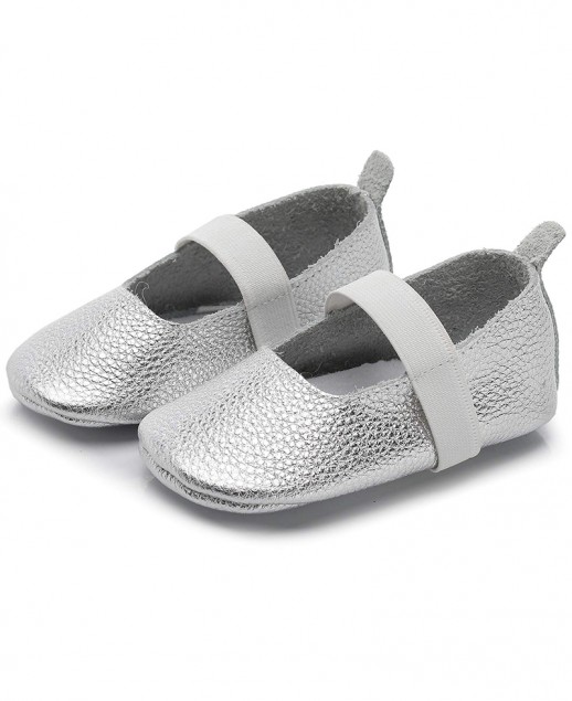 Silver Leather Ballerina