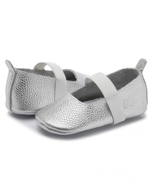 Silver Leather Ballerina