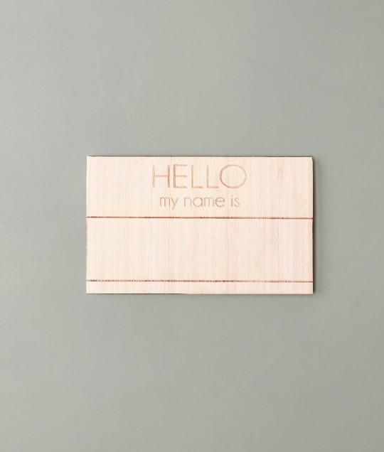 Raw Wooden Chalkboard - hello my name is