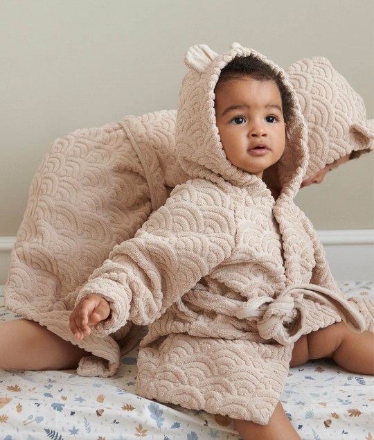 HOODED BATHROBE W/ EARS (Almond)
