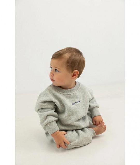 Otto Puff Circle Logo Romper - Grey Marle