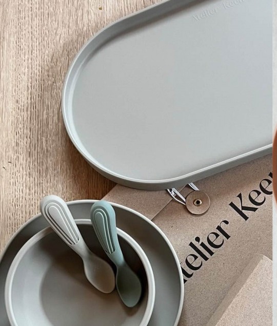 Baby Spoon - Blue Clay & Greige