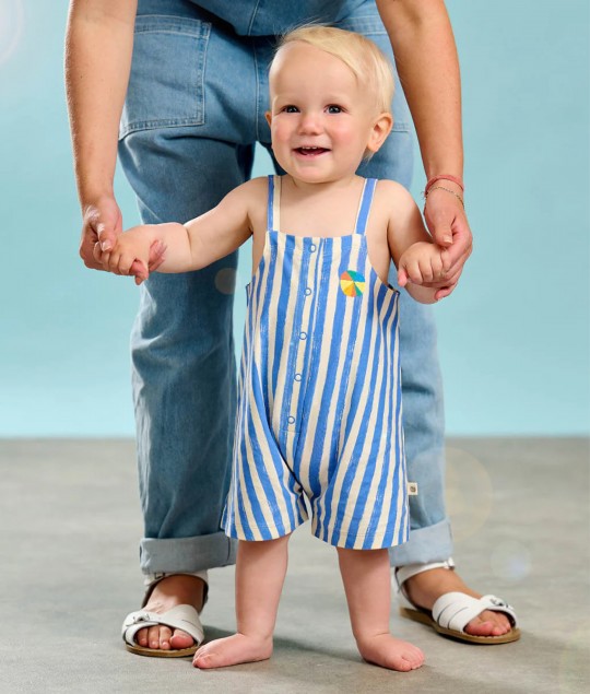 Cayman - Blue Stripe Dungaree Shorts