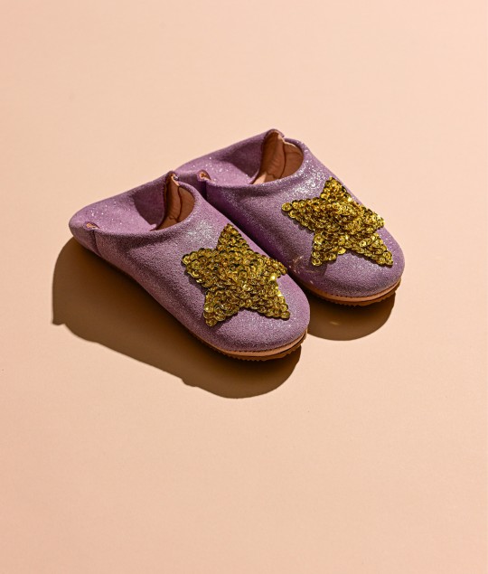 Lavender Glitter Gold Star