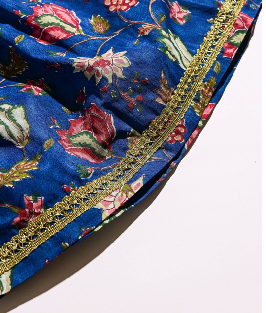 Girls Lehenga Set printed - Blue