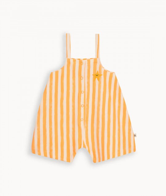 Cayman - Orange Stripe Dungaree Shorts