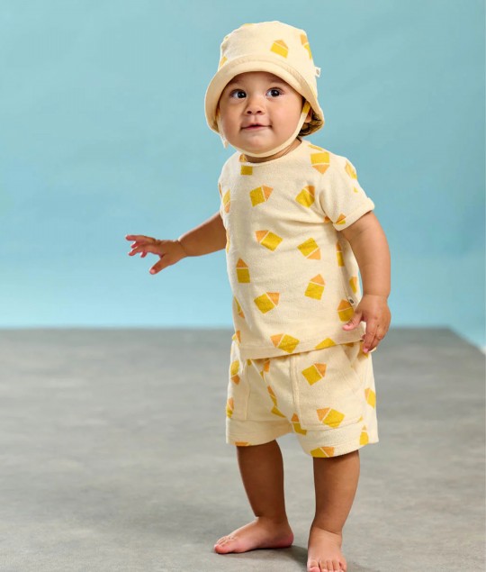 Yellow Towelling Shorts & T-shirt Set