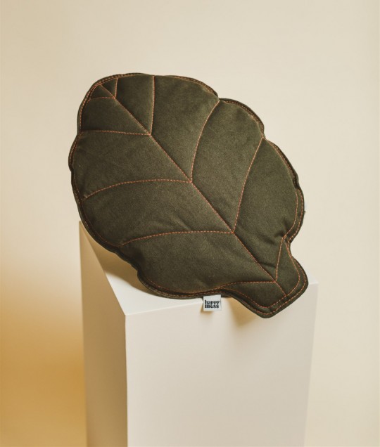 DECORATIVE LEAF CUSHION - FOREST GREEN
