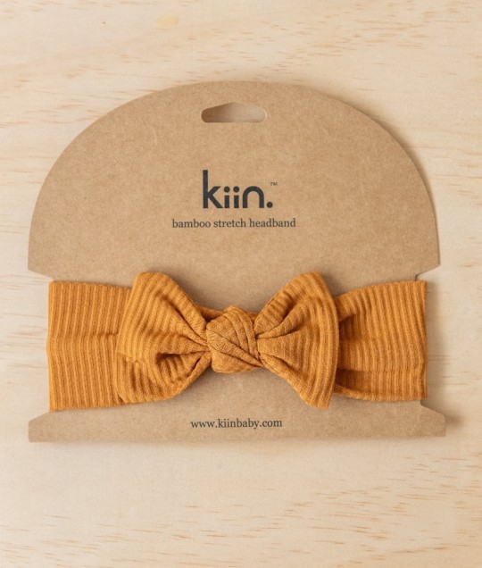 bamboo stretch bow headband - caramel