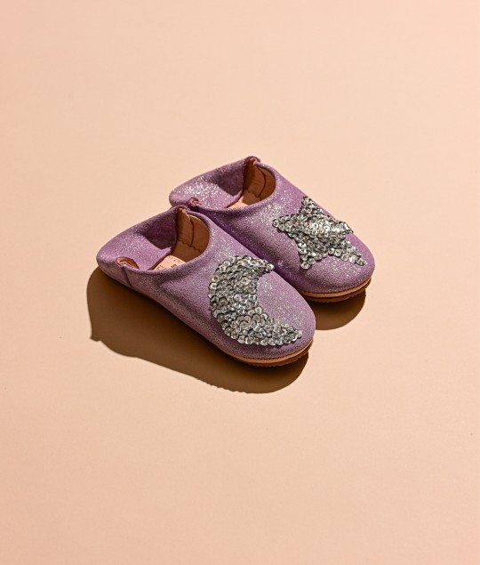 Lavender Glitter Silver Star & Moon