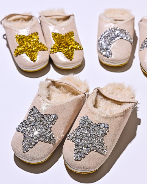 Fur Nude Glitter Silver Moon