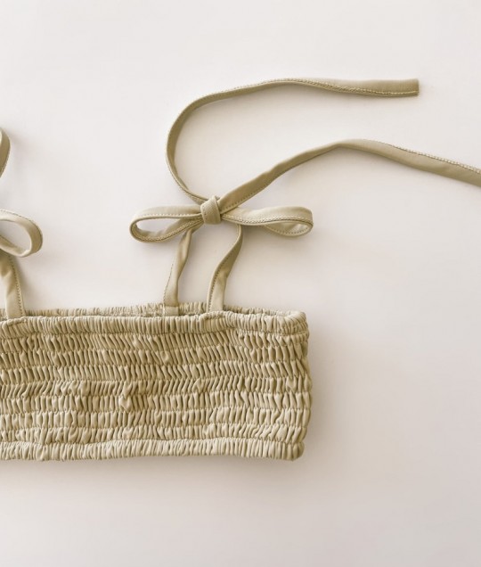 Smocked Bikini Top - Sand