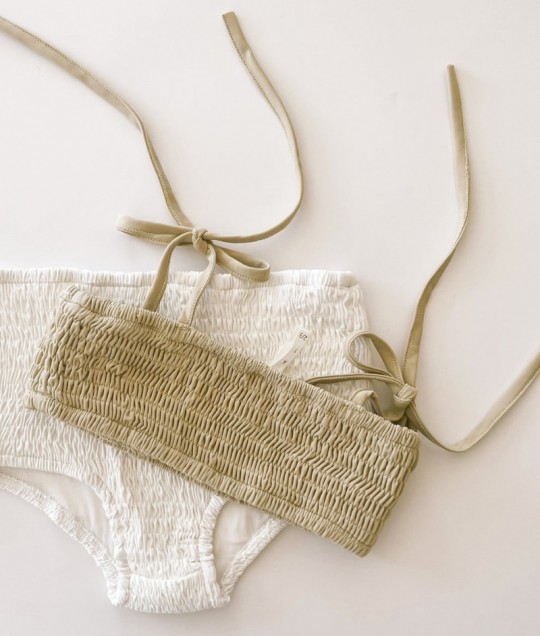 Smocked Bikini Top - Sand