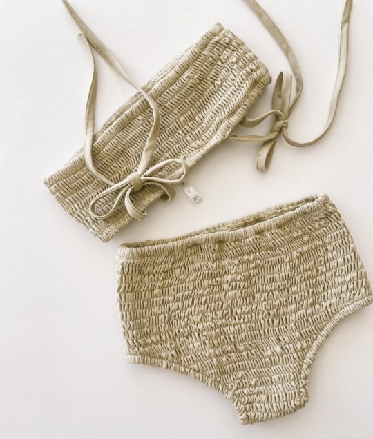 Smocked Bikini Top - Sand