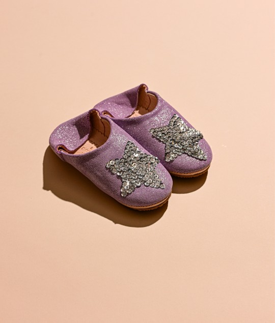 Lavender Glitter Silver Star