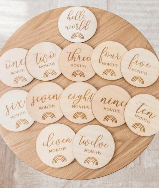 Wooden Milestone Discs - Monthly